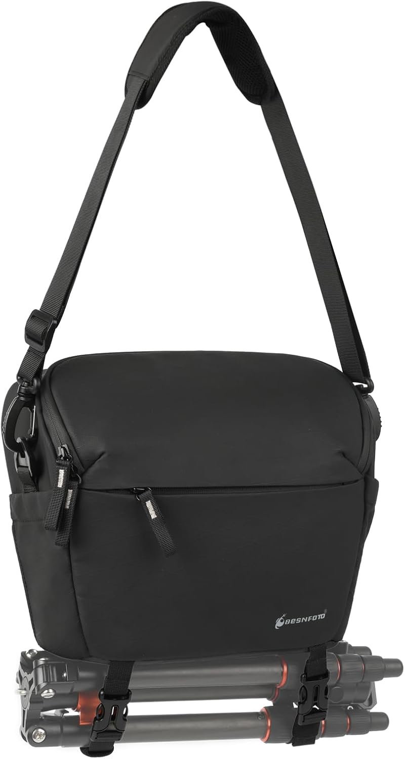 Besnfoto Camera Bag Crossbody Waterproof Sling Purse Case Small Photography Shoulder Messenger Bag Backpack with Tripod Holder for DSLR SLR Mirrorless Camera